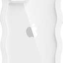 oakxco for iPhone 12/12 Pro Case Wavy Clear, Slim Thin Transparent Acrylic Hard Shell Plastic & Soft Silicone Wave Frame Bumper, Girly Cute Y2k Curly Phone Case for Women Girls Aesthetic, White