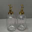Molimoli Syrup Dispenser for Coffee Bars, Glass Syrup Bottle w. Pump, 16.9 oz 500 ml, Set of 2, Gold Upgraded Dispenser