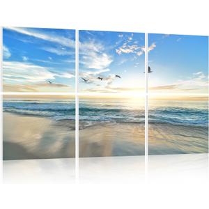 Acoustic Wall Panels Sound Absorbing Panels: Beach Nature Landscape Wall Art Acoustic Panels Recording Studio Acoustical Treatments Wall Decor for Office Bedroom Living Room 24"x24",Set of 6