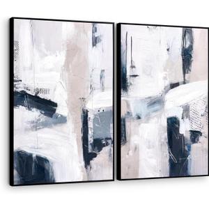 SAFERRYHOME Large Abstract 3D Textured Framed Canvas Wall Art, 24"x36"x2