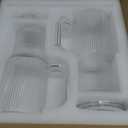 GOSCHE 26oz Glass Tumbler with Straws and Lids, Ribbed Iced Coffee Cups, Thickened Glass Cups Set Ideal for Coffee, Smoothies, Cocktails, and Juices, Clear, 2 Pack