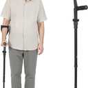 Ergonomic Forearm Crutches Spring Assist Crutches for Adults,Comfortable and Height Adjustable Arm Crutches Forearm with Anti-Slip Base,Walking Crutches with Cuffs, Not a Pair (Black)