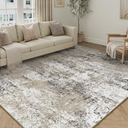 PureCozy Washable Brown Area Rug 6x9 Modern Abstract Living Room Large Carpet Bedroom Neutral Soft Throw Rug Low Pile Non Slip Indoor Contemporary Floor Cover for Dining Room Office
