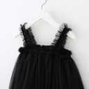 Baby Girl Tutu Dresses Sleeveless Toddler Flower Tulle Dress Princess Soft Pom Sundress (Black)