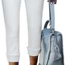 Sidefeel Women's Jeans Capri Pants High Waisted Roll-up Cuffed Summer Skinny White Capri Jeans Size 14