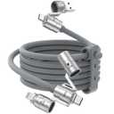 4 in 1 Charging Cable 240W 6.6FT,USB A/C to C/Lightning/LED Lights Multi Charging Cable for iPhone Charger Fast Charging iPhone Air 17 16 15 14 Pro Max/iPad/Samsung/MacBook,Travel/Camping Essentials