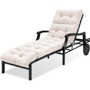 MTMR Chaise Lounge Cushion Outdoor, Non-Slip Chair Cushion for Patio Furniture, Waterproof Outdoor Replacement Seat Pad for Pool Lawn Wicker Couch Bench Loveseat, Long Thick Lounge Cushion, Beige, 74x22inch
