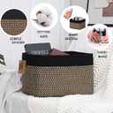 COMFY-HOMI 3PACK Cotton Rope Square Basket with Handles for Shelves|Dog Toy Bin and Storage|Baby Gift|Shoe Organizer|New 13.5" x 11" x 9.5" for Living Room (Black/Jute)