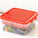Toys Storage Organizer Bins for Lego, Building Blocks Storage with Building Baseplate Lid, Storage Containers for Building Brick Storage Plastic Stackable Organizer Bin Toy Chest (Red)