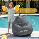 Outdoor Kids Bean Bag Chair - Small Beanbag Sofa with Shredded Foam Filling, Splash-Proof Detachable Zipper Cover with a Handle for Patio Poolside Relaxing, Gray, 2.5 Ft