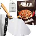 Pizza Peel Aluminum Pizza Spatula - Lavit 12x14 Inch Pizza Pack Metal Peel with Wood Handle & Rocker Cutter, Pizza Paddle (Storage bag included), for Family Pizza Oven, Baking, Dough, Bread & Pastry