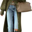 Saodimallsu Womens Long Cardigans V Neck Button Down Chunky Knit Dusters Sweater Coat Fall Trendy Maxi Sweater Dress (XX-Large, Army Green)