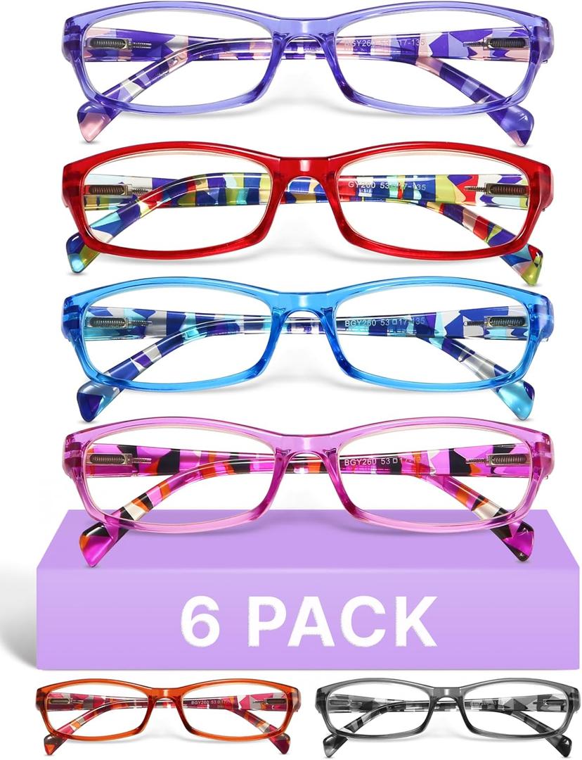 Gaoye 1.0 Reading Glasses for Women, 6 pack Fashion Readers for Women Spring Hinge Eye Glasses, Blue Light Reading Glasses (*C1 Mix Color)