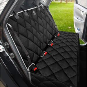 BRONZEMAN 100% Waterproof Bench Car Seat Cover Protector - Strong & Durable,Heavy-Duty and Nonslip Rear Back Seat Cover with Middle Seat Belt,Universal Size Fits for Cars, Trucks & SUVs (Black)