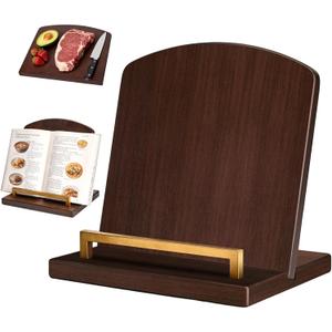 Beautiful Cookbook Stand with Removable Cutting Board,2 in 1 Bamboo Recipe Book Holder,Charcuterie Board & Kitchen Serving Tray,Durable Cook Book Holder Stand Easily Keeps Cook or Recipe Books Open