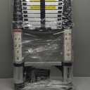 BOCOM 12.5 FT Aluminum Telescoping Ladder, Lightweight Multi-Purpose Collapsible Extension with 2 Triangle Stabilizers, Heavy Duty 330 lbs Max Capacity, Ideal for Home, RV, and Outdoor Work Silver