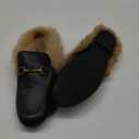 Mules for Women, Round Toe Backless Slip On Mule Flats Loafers Backless Faux Fur Slides Mules Shoes (7.5, New Black Fur)
