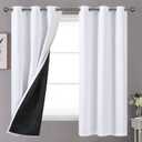 YoungsTex 100% Blackout Curtains 63 Inches Long for Bedroom, Black Out Room Darkening Drapes with Grommet Thermal Insulated for Living Room, Pure White, 2 Panels,42 X 63 Inch