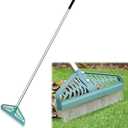 YEELOR Artificial Turf Rake with Adjustable Steel Handle from 32 to 61 Inch, Durable Artificial Grass Rake, Turf Brush for Cleaning pet Hair, Large Fallen Leaves and Dead Grass from Artificial Turf