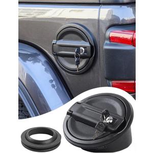 Savadicar Locking Gas Cap Cover, Fuel Filler Tank Door with Lock Compatible with 2018-2025 Jeep Wrangler JL JLU 4xe 2 and 4 Door, ABS + Aluminum Alloy Structure, Replacement Accessories, Black
