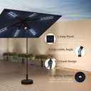 C-Hopetree 6.5 x 10 ft Rectangular Outdoor Patio Market Table Umbrella with Solar LED Lights, Navy Blue