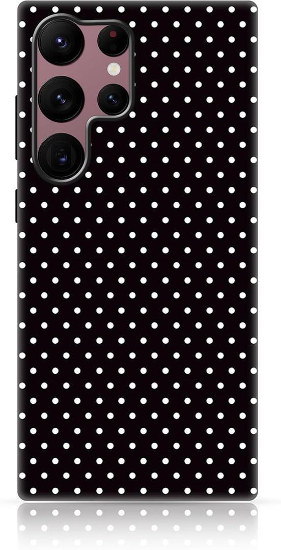 Owncase for Samsung Galaxy S22 Ultra Case Cute Fashion Polka Dot Phone Case for Women Girls Shockproof Slim TPU and Hard PC Protective Cover, Black
