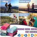 Anlisim Merino Wool Hiking Socks for Women Thermal Winter Warm Thick Work Cushion Gifts Socks 5 Pairs Stocking Stuffers(Tie-dye, M)