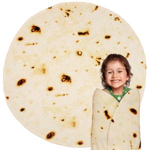 Tortilla Blanket Wrap Throw Funny Gag Gifts for Kids Adults Large Taco Burritos With Eye Mask (44in x 48in)