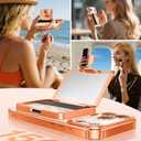 Meifigno for iPhone 17 Pro Wallet Case (Holds 3-4 Cards & Cash), Built-in Mirror & Kickstand, [Surround Raised Lens Protection] for iPhone 17 Pro Case with Card Holder for Women (6.3 inch), Orange