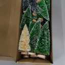 30Pcs Mini Christmas Trees - Artificial Christmas Tree Bottle Brush Trees with 5 Sizes, Snow Trees with Wooden Base for Christmas Party Home Table Craft Decor (GrassGreen+Green+White)