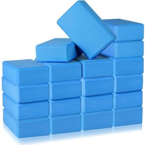 Honoson 20 Pcs Yoga Blocks Bulk 9''x6''x3'' High Density EVA Foam Blocks for Exercise Pilates Meditation, Lightweight Non-slip Surface, Improve Strength Balance Flexibility (Dark Blue)
