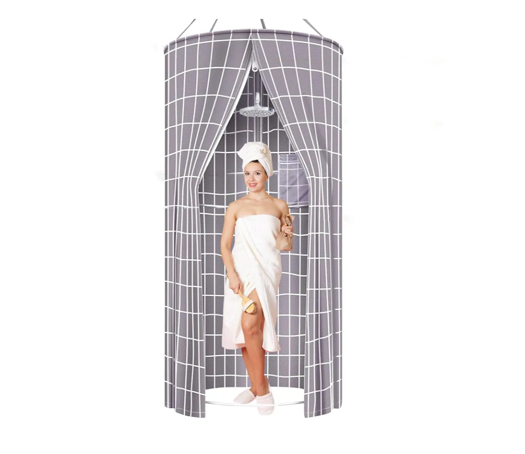 Round Shower Curtain, Hanging Shower Curtain 100x200 cm, Portable Shower Curtain Sets, Outdoor Shower Curtains for Outdoor Camping, Beach, Shower, Toilet