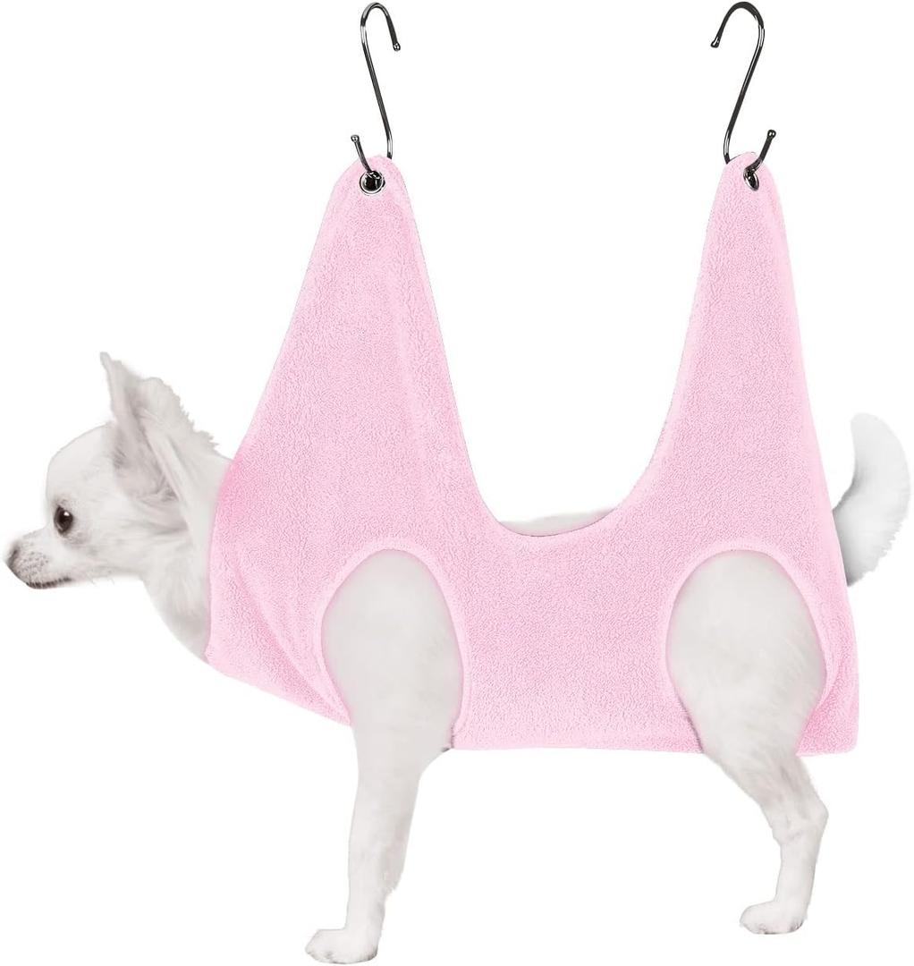 Petmolico Pet Dog Sling Hammock for Nail Clipping, Dog Grooming Hammock, Small (23.5" x 19"), Pink