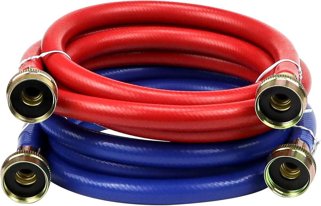 2 PACK 6FT Rubber Washing Machine Hoses Burst Proof Washer Water Hoses for Hot and Cold Water 3/4" Connection Water Supply Lines for ALL WASHERS by Fetechmate 