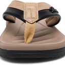 Men's Flip Flop with Arch Support Comfort Beach Thong Sandals Lightweight Non Slip Sole Durable Walking Summer Orthotic Slipppers Indoor and Outdoor (7, Khaki)