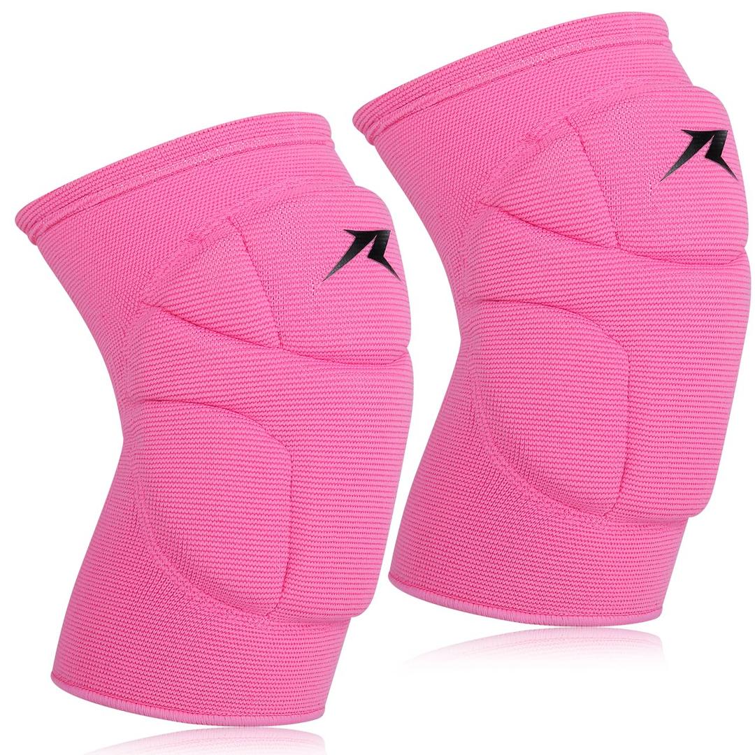 Volleyball Knee Pads Pink, Knee Protector Supporter for Girl Lady Women with High Protection Pads, Professional Grade Knee Pads for Running, Tennis, Yoga, Cycline, Gym, Workout Exercise, M-L