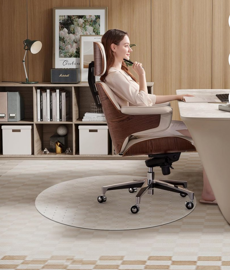 Evolve 36" x 36" Clear Office Chair Mat with Rounded Corners for Low Pile Carpets, Two Pcs