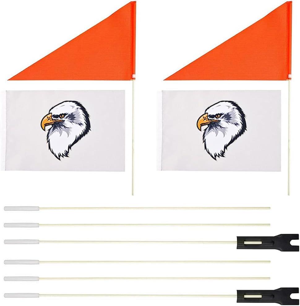 Uelfbaby 2Pcs Bike Flags Polyester Full Color Tear-Resistant Flag Waterproof Orange Safety Flag with 6-Foot Adjustable Height Heavy Duty Fiberglass Pole
