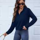 Totatuit Women Half Zip Up Cropped Lapel Sweatshirt Quarter Zipper Casual Long Sleeve Tops Fall Trendy Clothes (S)