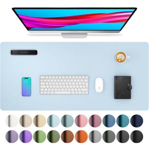 Aothia Leather Desk Pad Protector, Mouse Pad, Office Desk Mat, Non-Slip PU Leather Desk Blotter, Laptop Desk Pad, Waterproof Desk Writing Pad for Office and Home (31.5" x 15.7",Baby Blue)