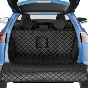 PETICON SUV Cargo Liner for Dogs, PU Leather Waterproof Pet Cargo Cover for SUVs Sedans Vans with Bumper Flap Protector, Scrachproof Non-Slip Large Size Dog Seat Mat Universal Fit