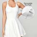 Heathyoga Tennis Dress with Built in Shorts and Bra Athletic Dress for Women Summer Cut Out Twisted Golf Workout Dress (White, S)