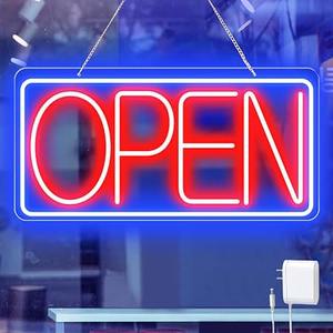 22" X 11" Led Neon Open Signs for Business, Large Open Signs, Plug In Electric Light Up with ON/OFF Switch, Ultra Bright Open Sign for Bar Salon Coffee Stores Club Hotel
