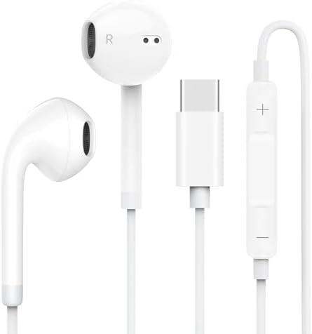 USB C Headphones for iPhone 16 15, Wired Headphones USBC for iPad Pro Air Mini, iPad 10th, MacBook, Type C Earbuds for Samsung, Google Pxiel, Earphones for Lenovo, Dell, Microphone, Volume Control