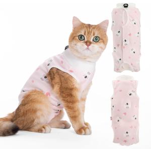 Cat Recovery Suit Female, Kitten Onesie for Cats After Surgery, Breathable Soft Elastic Cat Clothes for Post-Surgery or Skin Diseases Protection,Cone of Shame Alternative (S, Pink Koala)