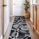 Rugshop Contemporary Abstract Circles Perfect for high Traffic Areas of Your Living Room,Bedroom,Home Office,Kitchen Runner Rug 2'7" x 8' Gray (Grey)