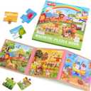 Magnetic Puzzles for Kids Ages 4-6, 20-Piece Travel Toys Animal Toddler Puzzles Ages 2-4, Educational Learning Magnets, Ideal Road Trip Activities Toys for 2 3 4 5 6 Boys and Girls