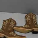 Rivalran Brown Cowboy Boots for Women - Western Cowgirl Boots With Classic Embroidered Sparkly Rhinestone, Pointed Toe Chunky Heel Pull on Short Booties, Ankle High Vintage Booties for Ladies Size 8