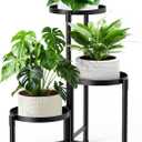 3 Tier Corner Plant Stand Indoor Outdoor, Metal Plant Shelf with 10 Inch Wide Tray,Flower Pot Display Holder Iron Rack Organizer Stand for Living Room Office Garden Patio Balcony Black