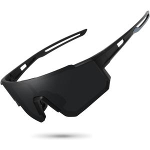 STORYCOAST Polarized Sports Sunglasses for Men Women,Driving Fishing Cycling Mountain Bike Sunglasses UV400 Protection (1-(a)Matte Black Frame-Gray Lens)